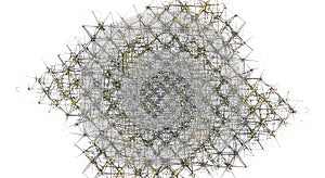 Complex gold and silver lattice structure visualization