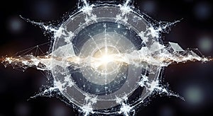 Abstract digital artwork features a symmetrical, circular pattern