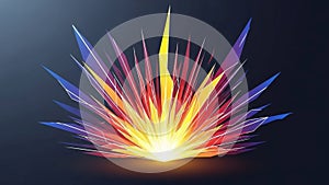 Abstract digital artwork featuring a burst of sharp angular shapes radiating