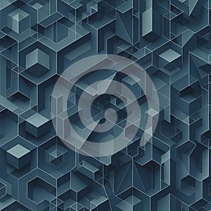 The design emphasizes depth and perspective, evoking a sense of structure