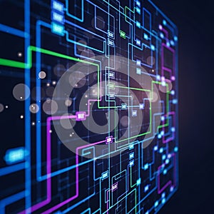 Evokes themes of technology data processing or artificial intelligence