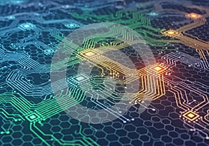 Abstract digital artwork featuring a complex network of