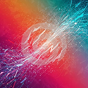 Abstract digital artwork featuring a dynamic array of interconnected lines and dots,