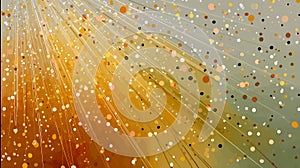 An abstract digital artwork featuring a dynamic array of multicolored circles and lines creating