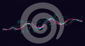 Abstract digital artwork featuring dynamic neon waves in shades of pink and blue.