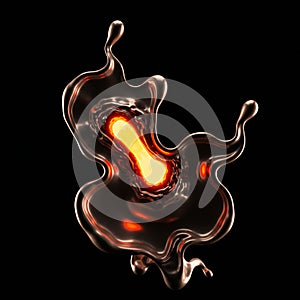 Abstract digital artwork featuring a fluid, metallic form with smooth, curved edges photo