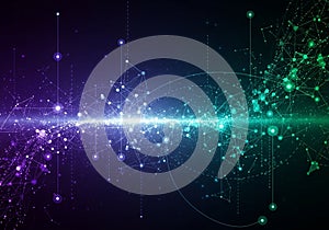 Abstract digital artwork featuring a futuristic network design with interconnected