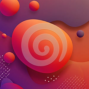 Abstract digital artwork featuring gradient red and purple fluid shapes with an empha