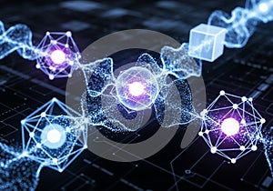 Abstract digital artwork featuring interconnected geometric