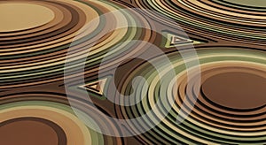 Abstract Brown and Green Concentric Circles With Triangular Patterns