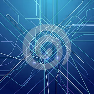 Lines create an intricate web like structure with a dynamic and chaotic