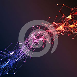 Abstract digital artwork featuring a mesh network of interconnected points and lines