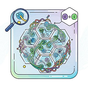 Abstract digital artwork featuring a network of interconnected hexagons