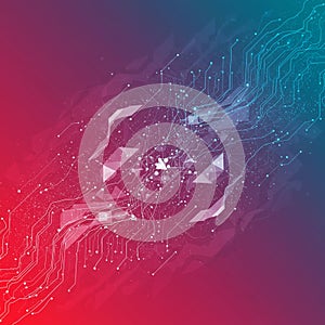 Abstract digital artwork featuring a network of interconnected lines and dots