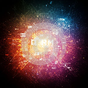 Abstract digital artwork featuring a network of interconnected lines and nodes in a