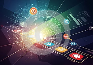 Conveys a sense of connection and information flow in a digital