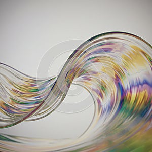 Abstract digital artwork featuring a smooth, wave-like form with a translucent quality.