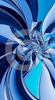 Abstract digital artwork featuring swirling, metallic-like shapes in various shades of