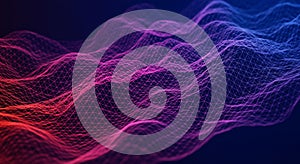 Abstract digital artwork featuring a wave-like grid pattern. The design consists of