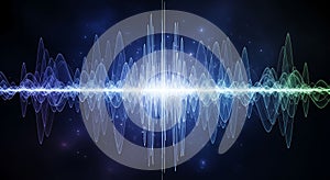 Dynamic glowing sound wave visualization on a dark background