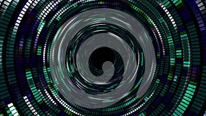 Abstract digital background. Big data visualization. Circular rotations of fantasy circle of colorful particles