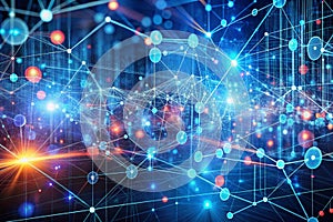 Abstract digital background. Big data visualization. Network connection structure. Science background photo