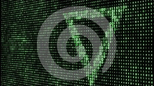 Abstract digital background. Binary code. Abstract shapes. Green color. 3D rendering