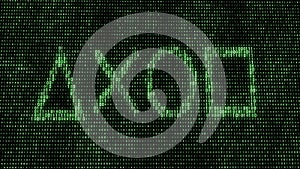 Abstract digital background. Binary code. Abstract shapes. Green color. 3D rendering