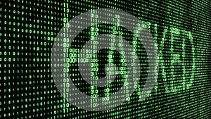 Abstract digital background. Binary code. Hacked. Green color. 3D rendering