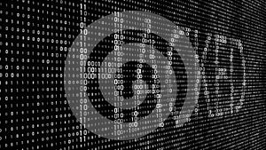 Abstract digital background. Binary code. Hacked. Green color. 3D rendering