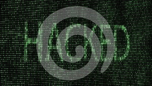 Abstract digital background. Binary code. Hacked. Green color. 3D rendering