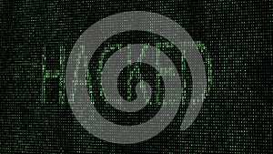 Abstract digital background. Binary code. Hacked. Green color. 3D rendering