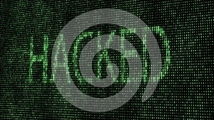 Abstract digital background. Binary code. Hacked. Green color. 3D rendering