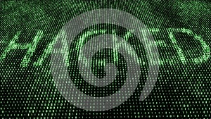 Abstract digital background. Binary code. Hacked. Green color. 3D rendering