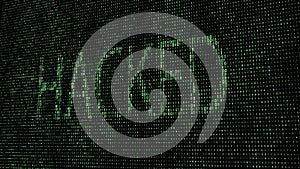 Abstract digital background. Binary code. Hacked. Green color. 3D rendering