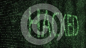 Abstract digital background. Binary code. Hacked. Green color. 3D rendering