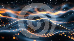 Abstract Digital Wave with Glowing Data Particles