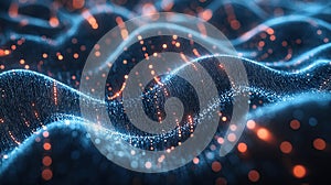 Abstract Digital Wave with Glowing Particles