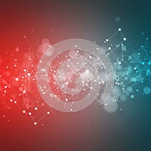 Abstract digital background featuring an array of interconnected lines and nodes,