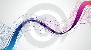 Abstract Digital Data Flow Background with Binary Code Wave