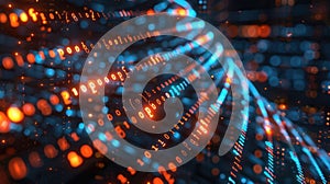 Abstract DNA Helix Structure with Binary Code Stream Futuristic Science and Technology Illustration