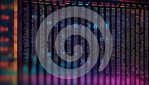 Abstract digital background in the form of a screen with numbers and program codes for computers, writing computer programs
