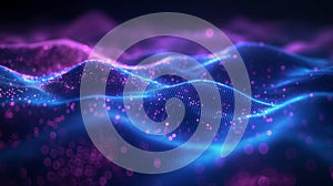Abstract digital background with a glowing, dynamic wave pattern, representing data flow in a cybernetic space