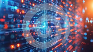 Digital Binary Code and Data Stream Visualization for Futuristic Technology Concept