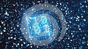 Abstract digital background with Hexadecimal and binary code 3d illustration