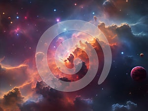 Abstract Digital Background. Nebula space colorful. Generative Ai