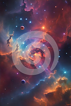 Abstract Digital Background. Nebula space colorful. Generative Ai