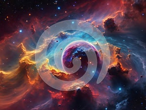 Abstract Digital Background. Nebula space colorful. Generative Ai