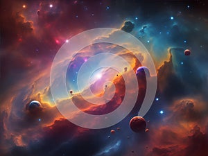 Abstract Digital Background. Nebula space colorful. Generative Ai