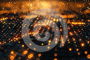 Abstract Digital Background with Orange Lights